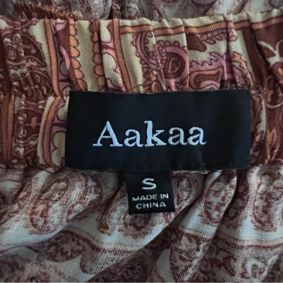 Aakaa Orange Rust Ruffled Fun Flowy Mini Skirt Size Small EUC - Picture 5 of 7